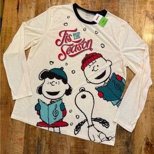 Peanuts Tis The Season Pajama Top Size Large NWT